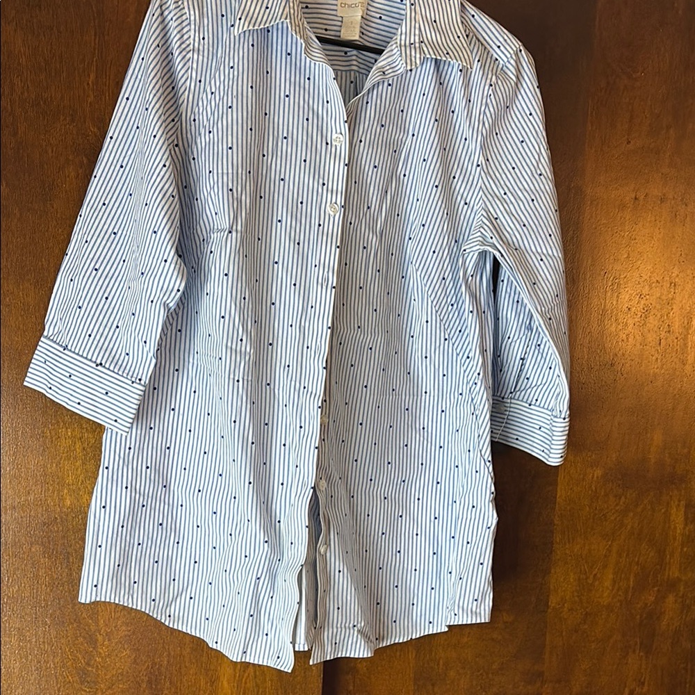 Chico’s Blue Striped Women’s Shirt